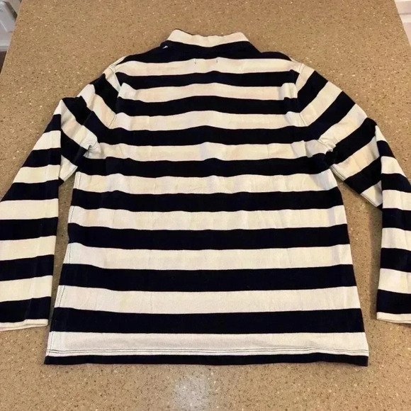 J Crew Mercantile Men's Striped 1/4 Zip Pullover Size Medium Navy/White - Picture 6 of 8